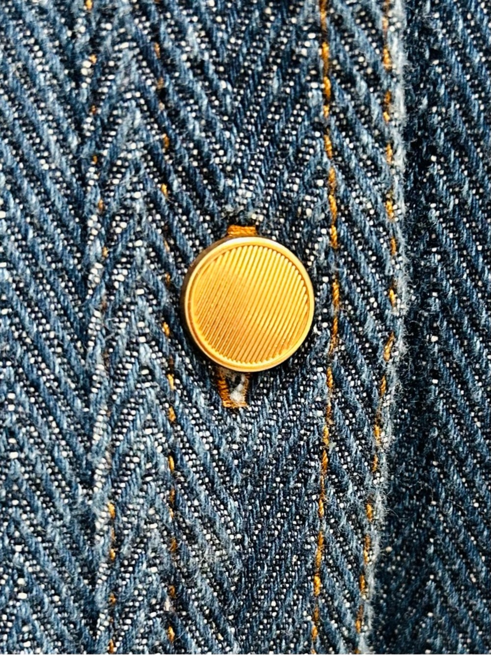 Bagatelle Denim Herringbone Shacket Jacket Blue Textured Gold Button Cotton L - Picture 6 of 12